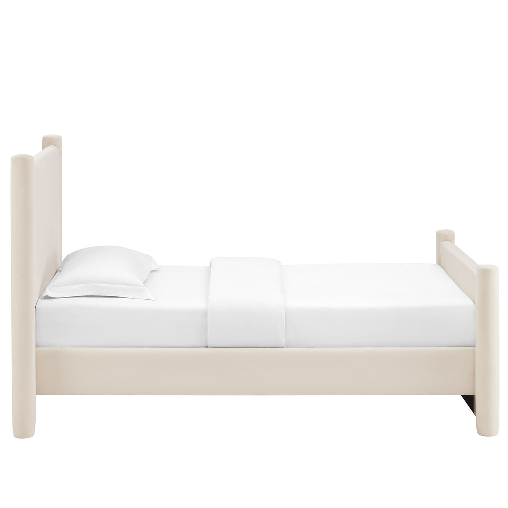 Rael Performance Velvet Twin Platform Bed - Alabaster