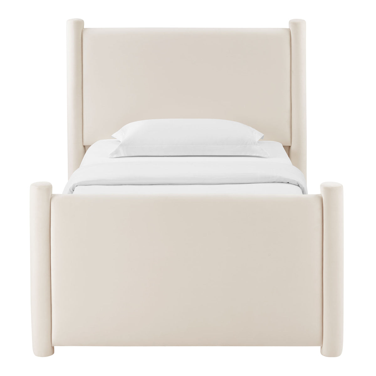 Rael Performance Velvet Twin Platform Bed - Alabaster