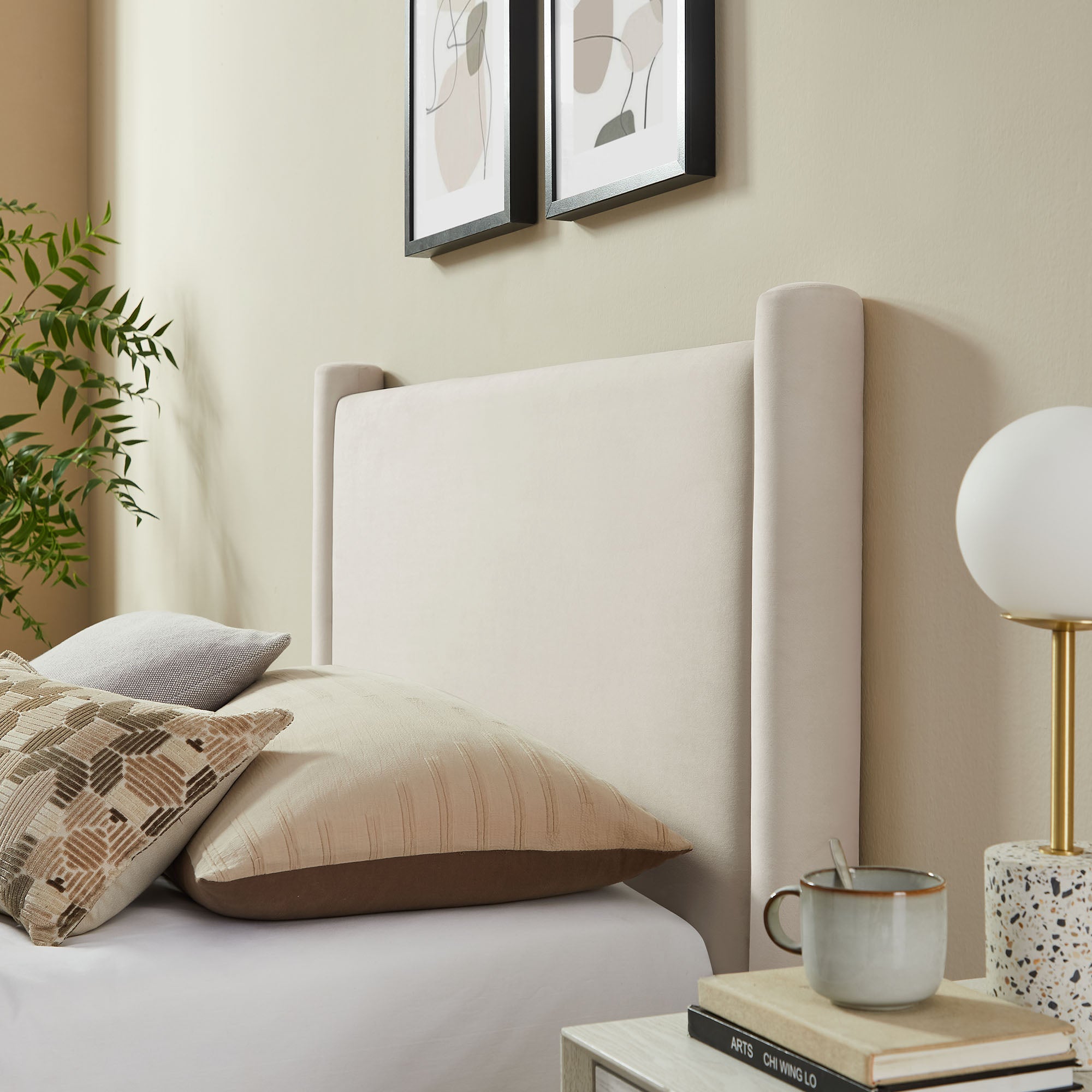 Rael Performance Velvet Twin Platform Bed - Alabaster