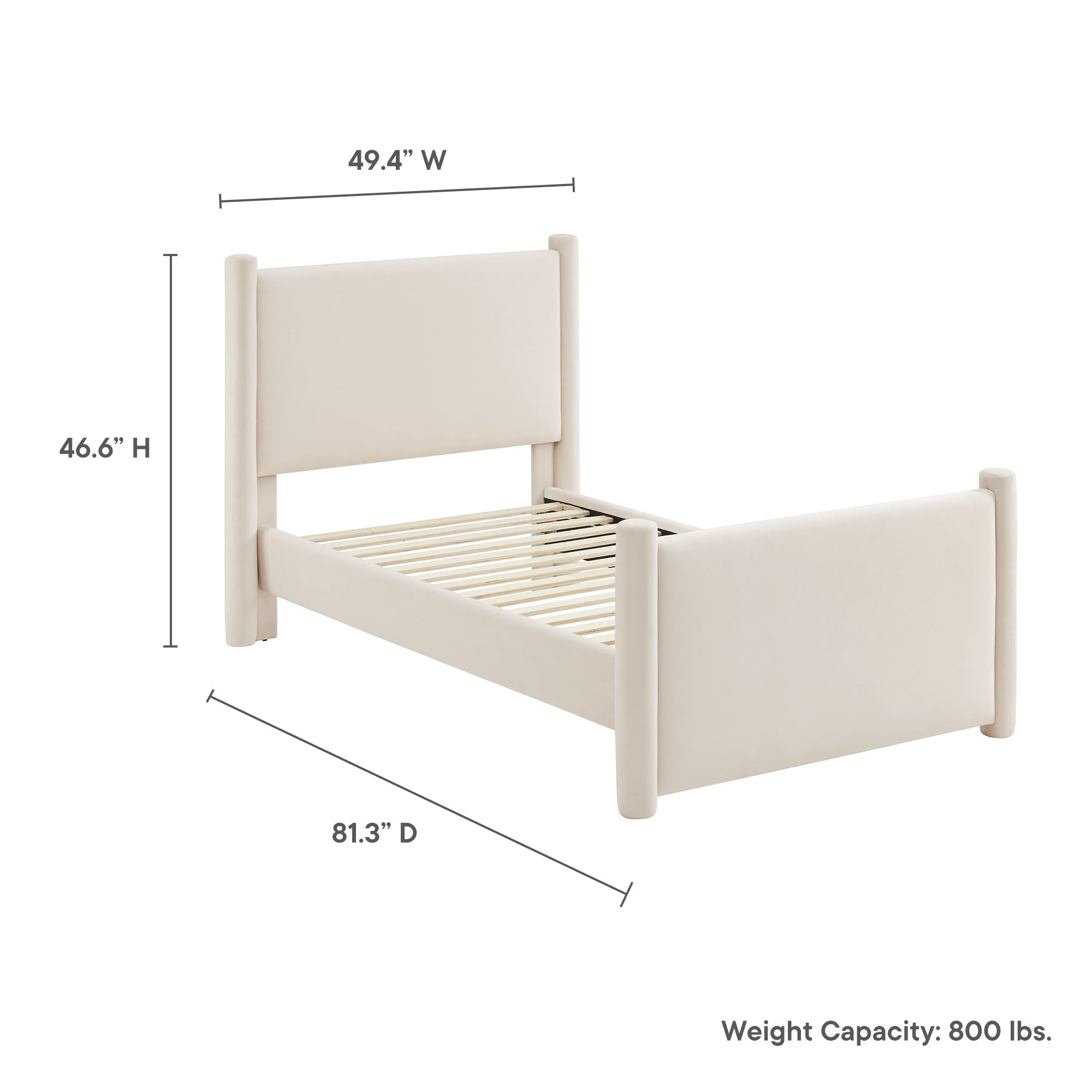 Rael Performance Velvet Twin Platform Bed - Alabaster