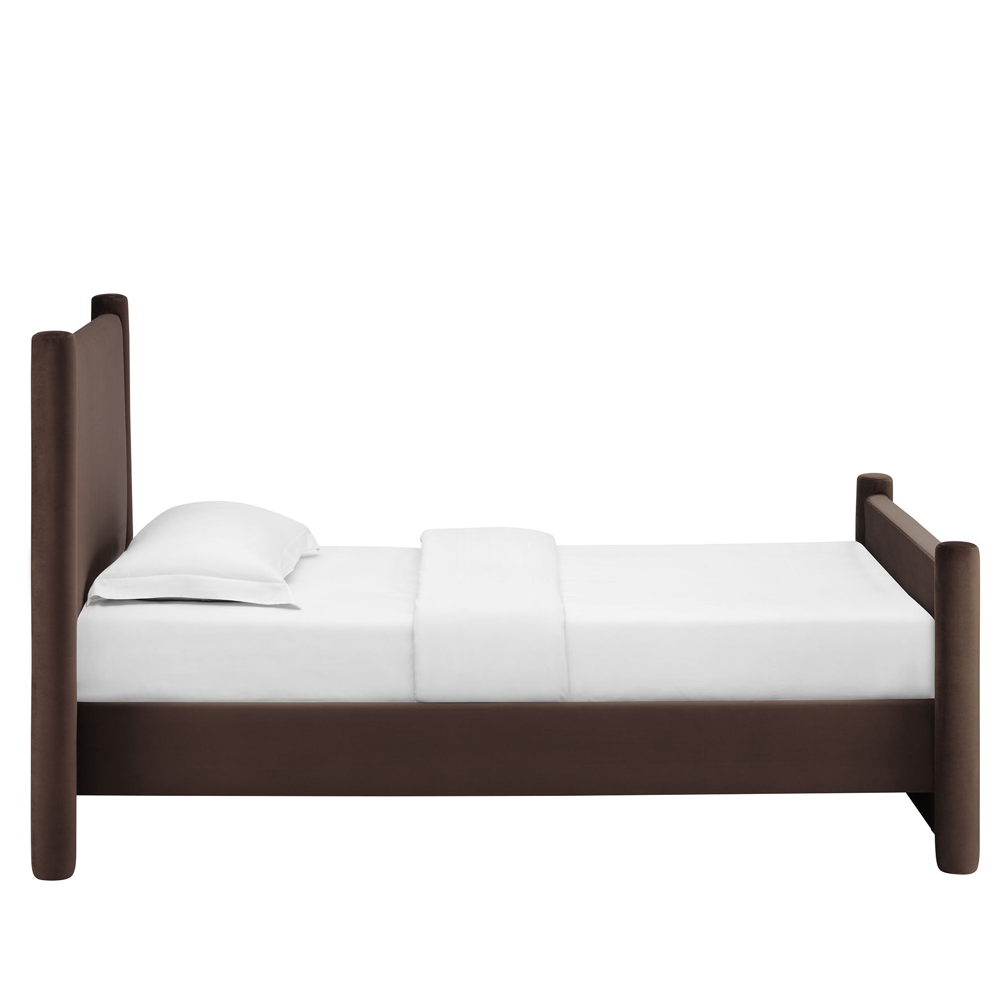 Rael Performance Velvet Twin Platform Bed - Chocolate Brown