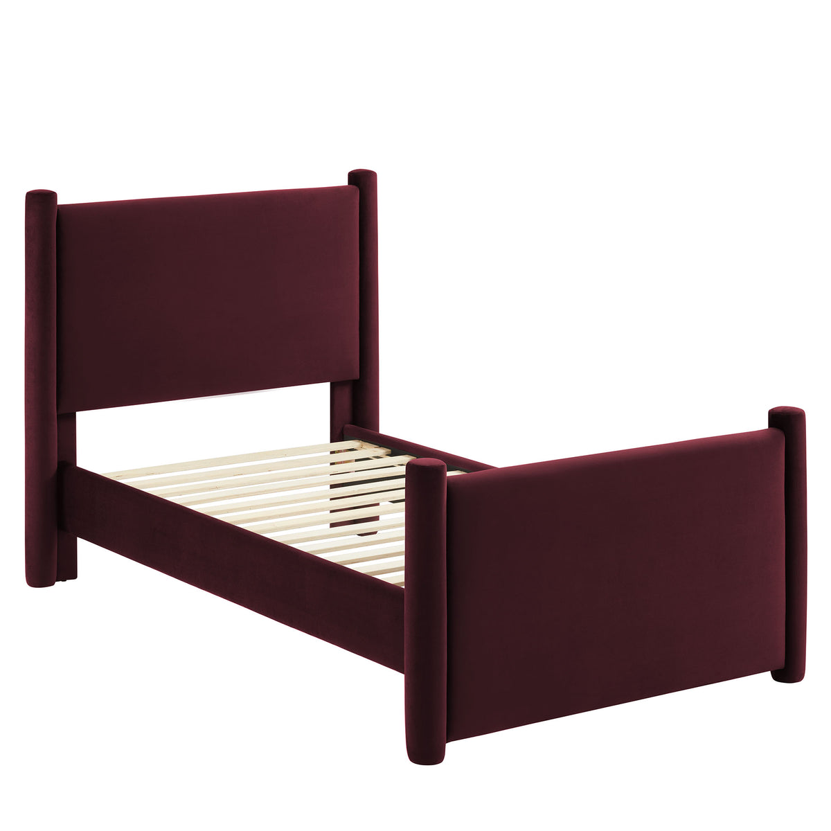 Rael Performance Velvet Twin Platform Bed - Mulberry