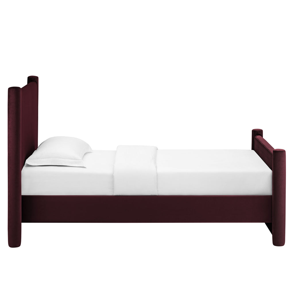 Rael Performance Velvet Twin Platform Bed - Mulberry