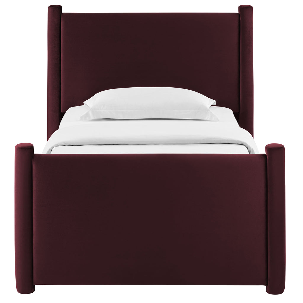 Rael Performance Velvet Twin Platform Bed - Mulberry