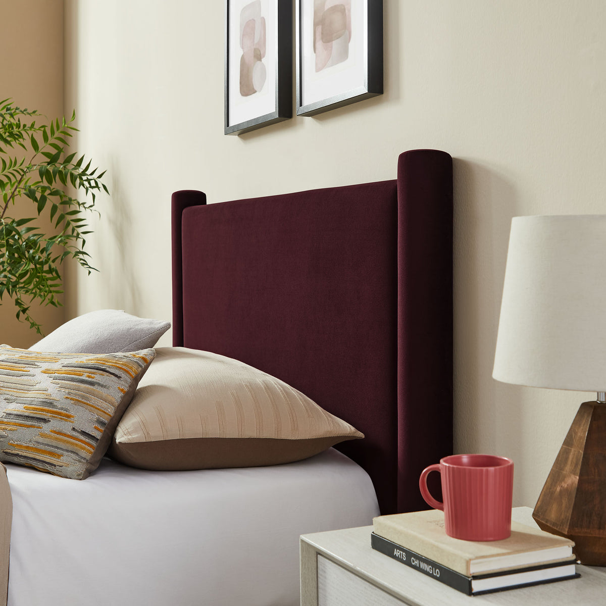 Rael Performance Velvet Twin Platform Bed - Mulberry