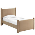 Rael Performance Velvet Twin Platform Bed - Taupe