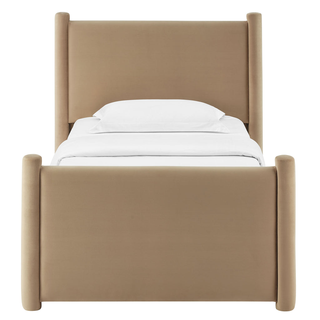 Rael Performance Velvet Twin Platform Bed - Taupe