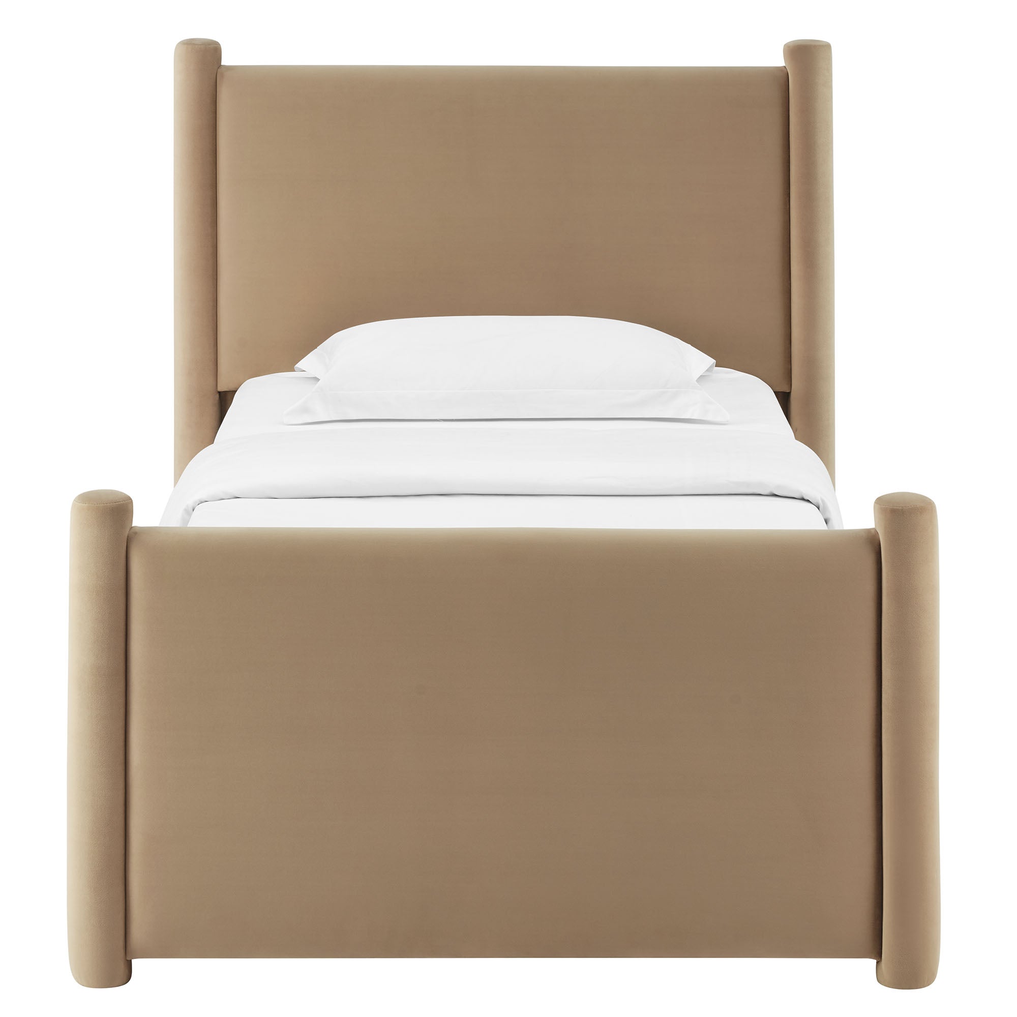 Rael Performance Velvet Twin Platform Bed - Taupe
