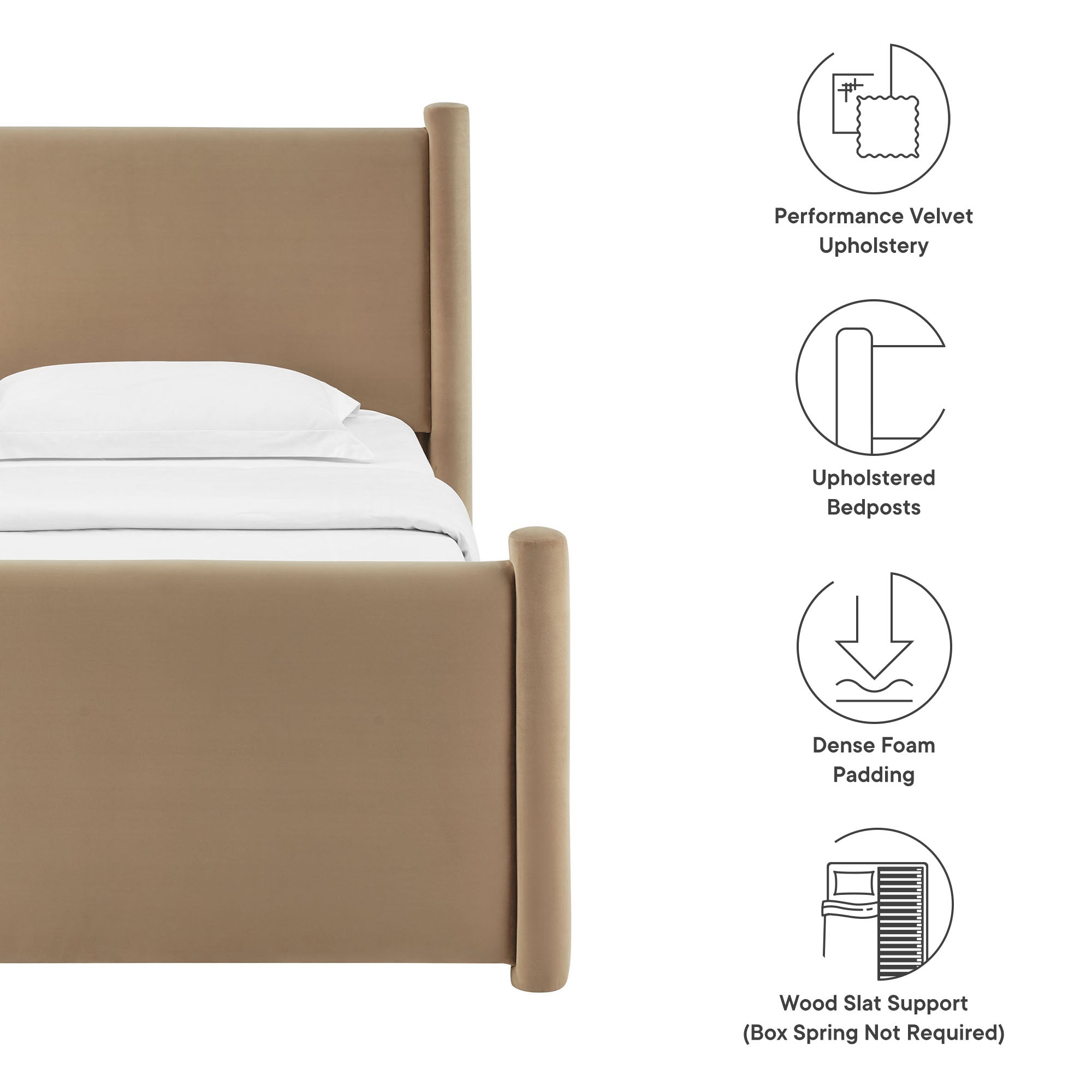 Rael Performance Velvet Twin Platform Bed - Taupe