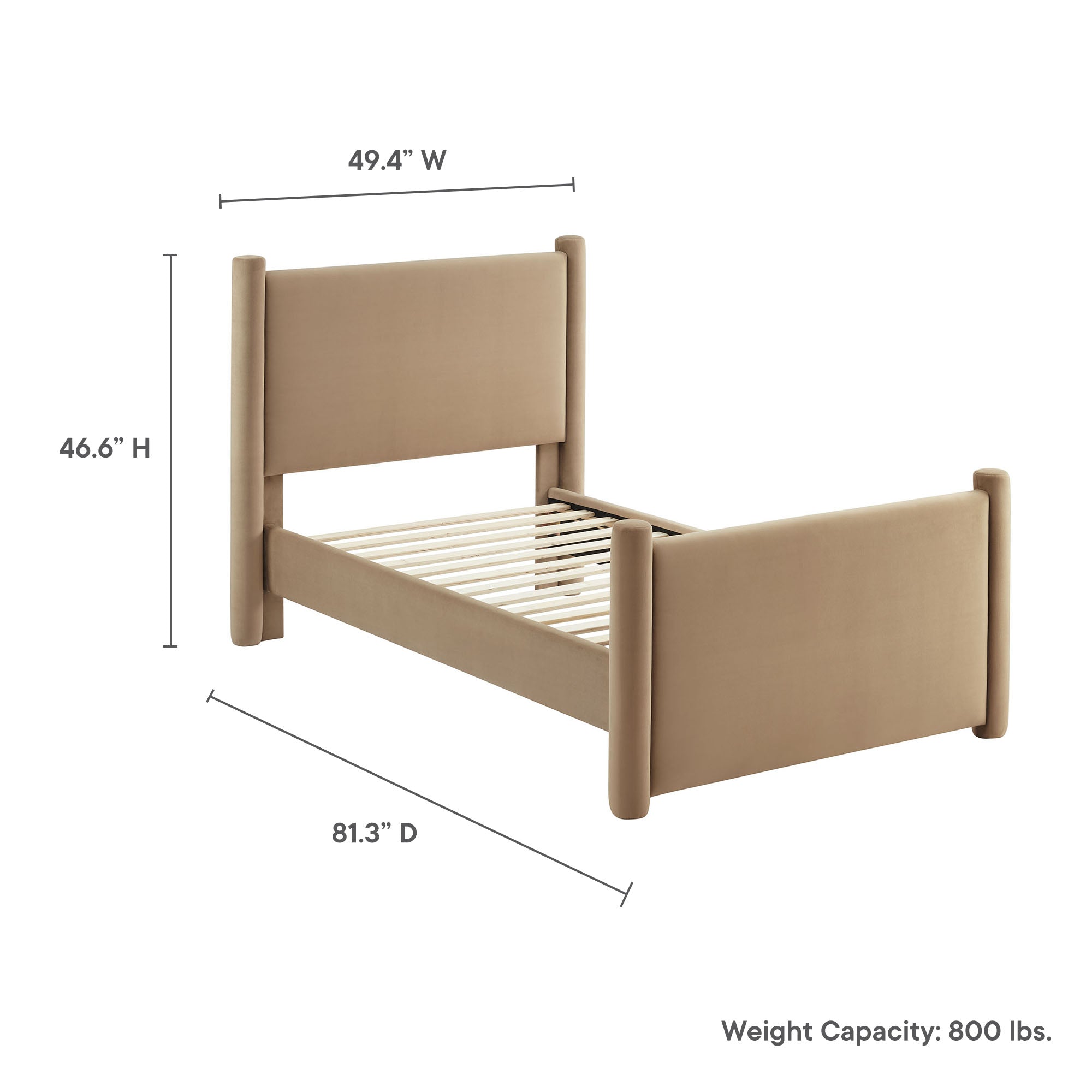Rael Performance Velvet Twin Platform Bed - Taupe
