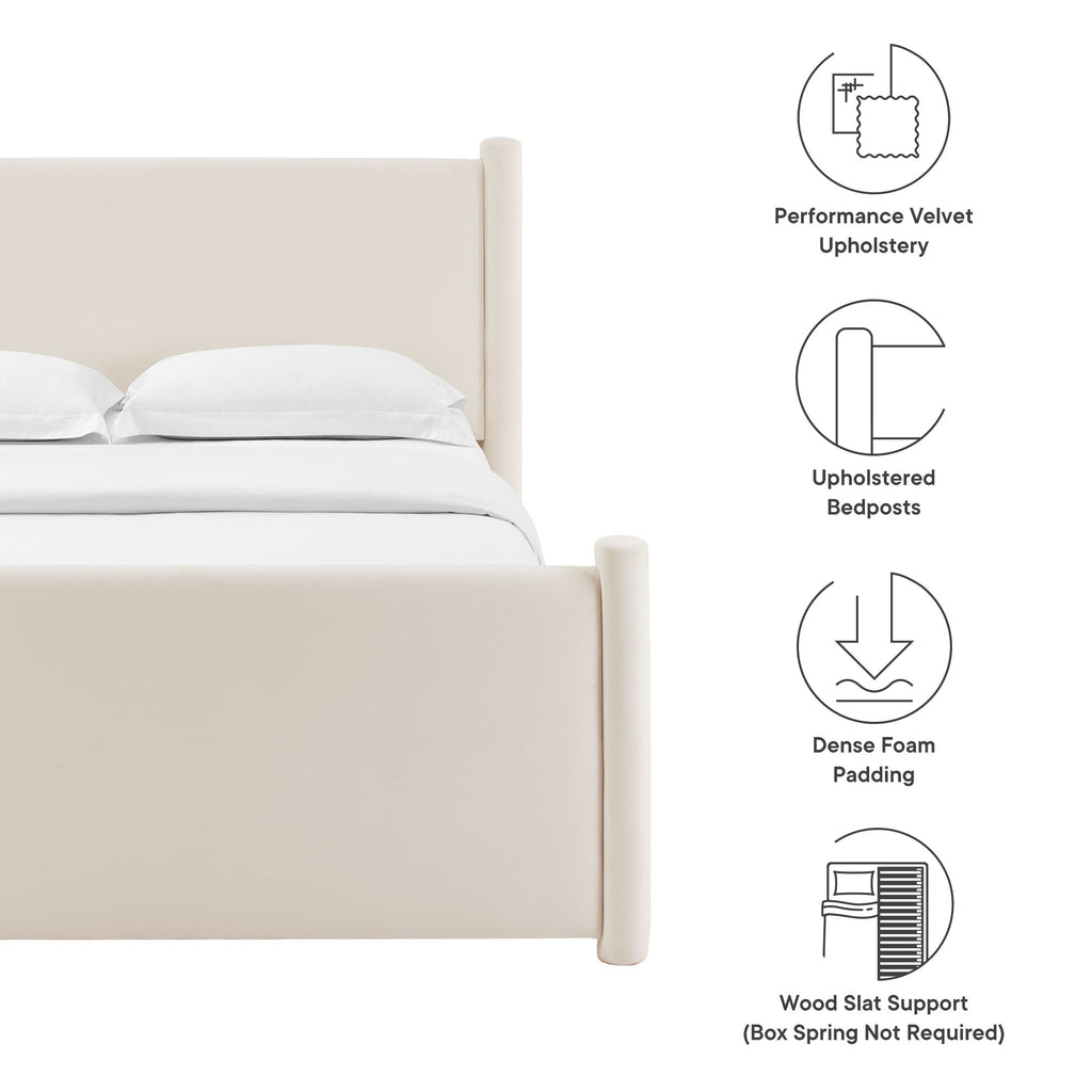 Rael Performance Velvet Full Platform Bed - Alabaster