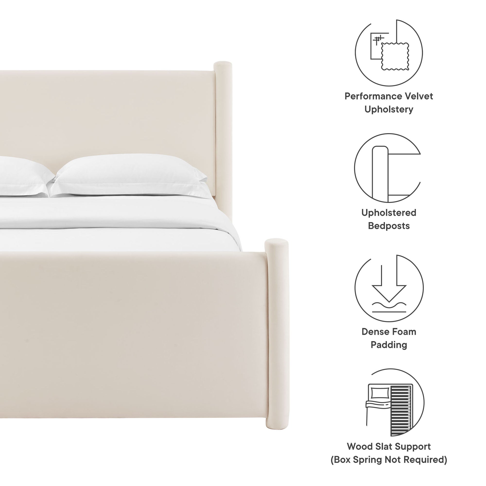 Rael Performance Velvet Full Platform Bed - Alabaster