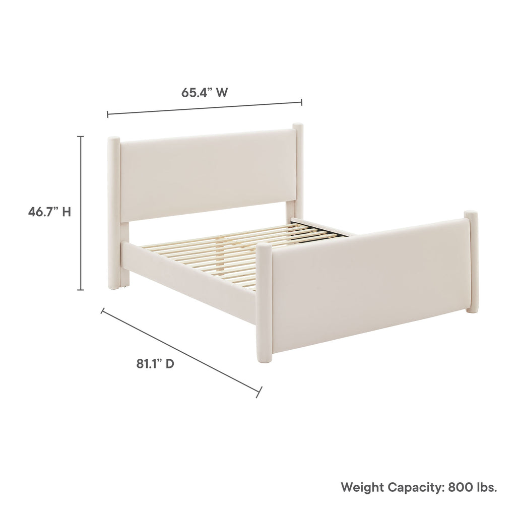 Rael Performance Velvet Full Platform Bed - Alabaster