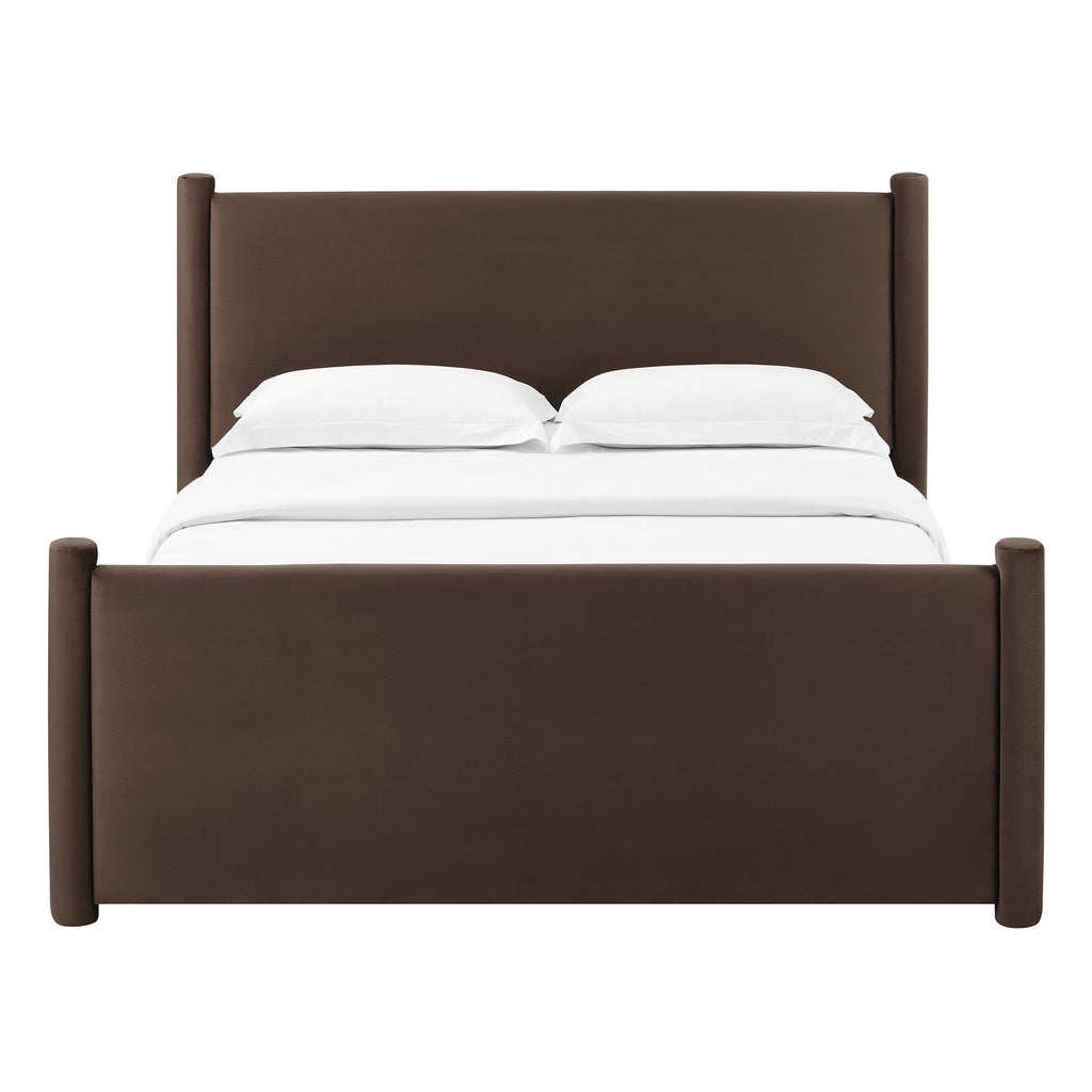 Rael Performance Velvet Full Platform Bed - Chocolate Brown