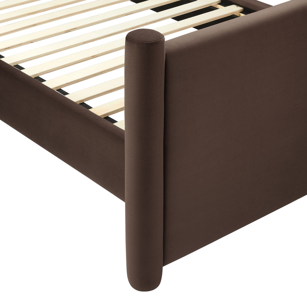 Rael Performance Velvet Full Platform Bed - Chocolate Brown