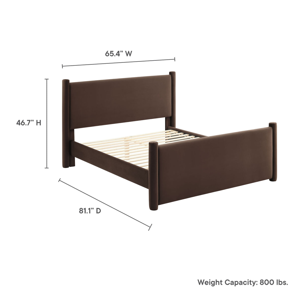 Rael Performance Velvet Full Platform Bed - Chocolate Brown
