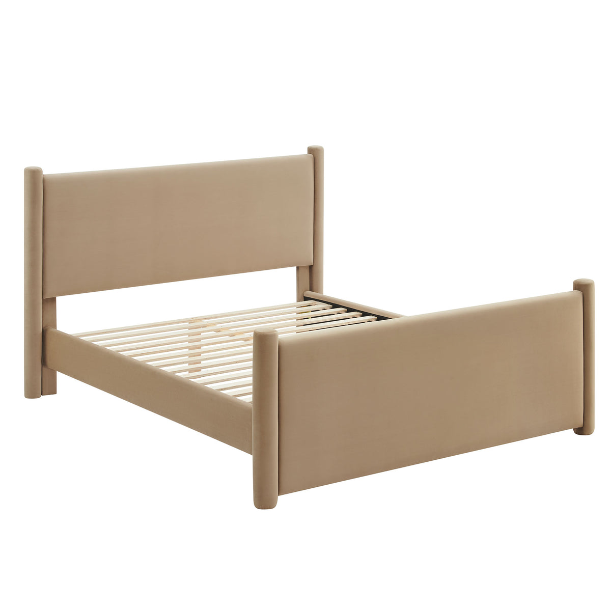 Rael Performance Velvet Full Platform Bed - Taupe