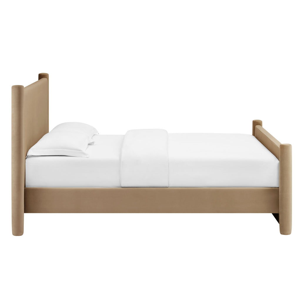 Rael Performance Velvet Full Platform Bed - Taupe