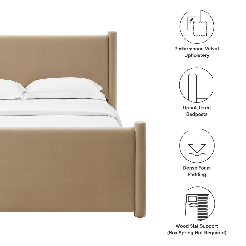 Rael Performance Velvet Full Platform Bed - Taupe