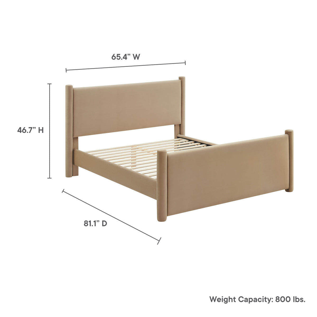 Rael Performance Velvet Full Platform Bed - Taupe