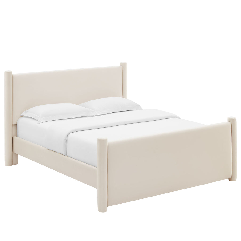 Rael Performance Velvet Queen Platform Bed - Alabaster