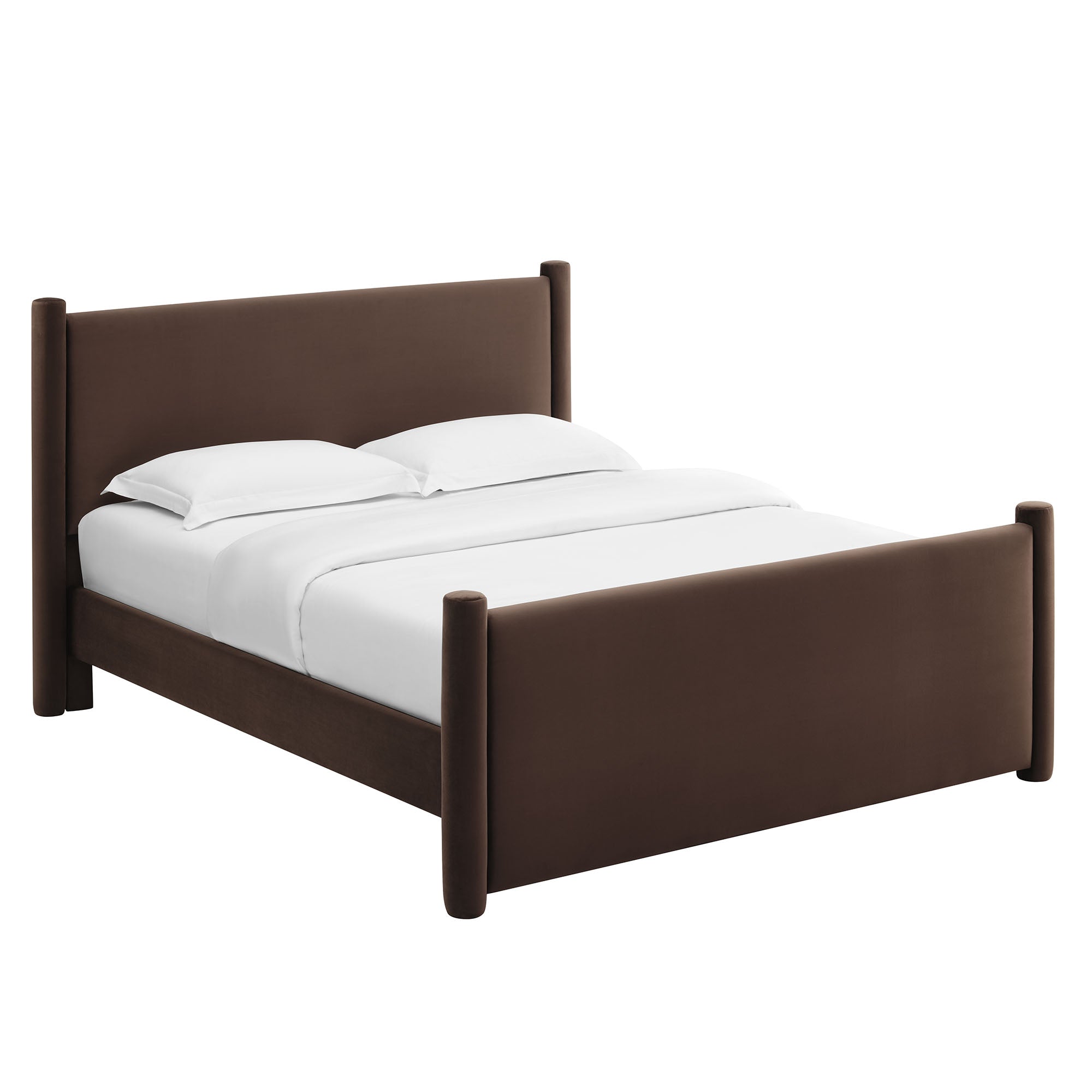 Rael Performance Velvet Queen Platform Bed - Chocolate Brown
