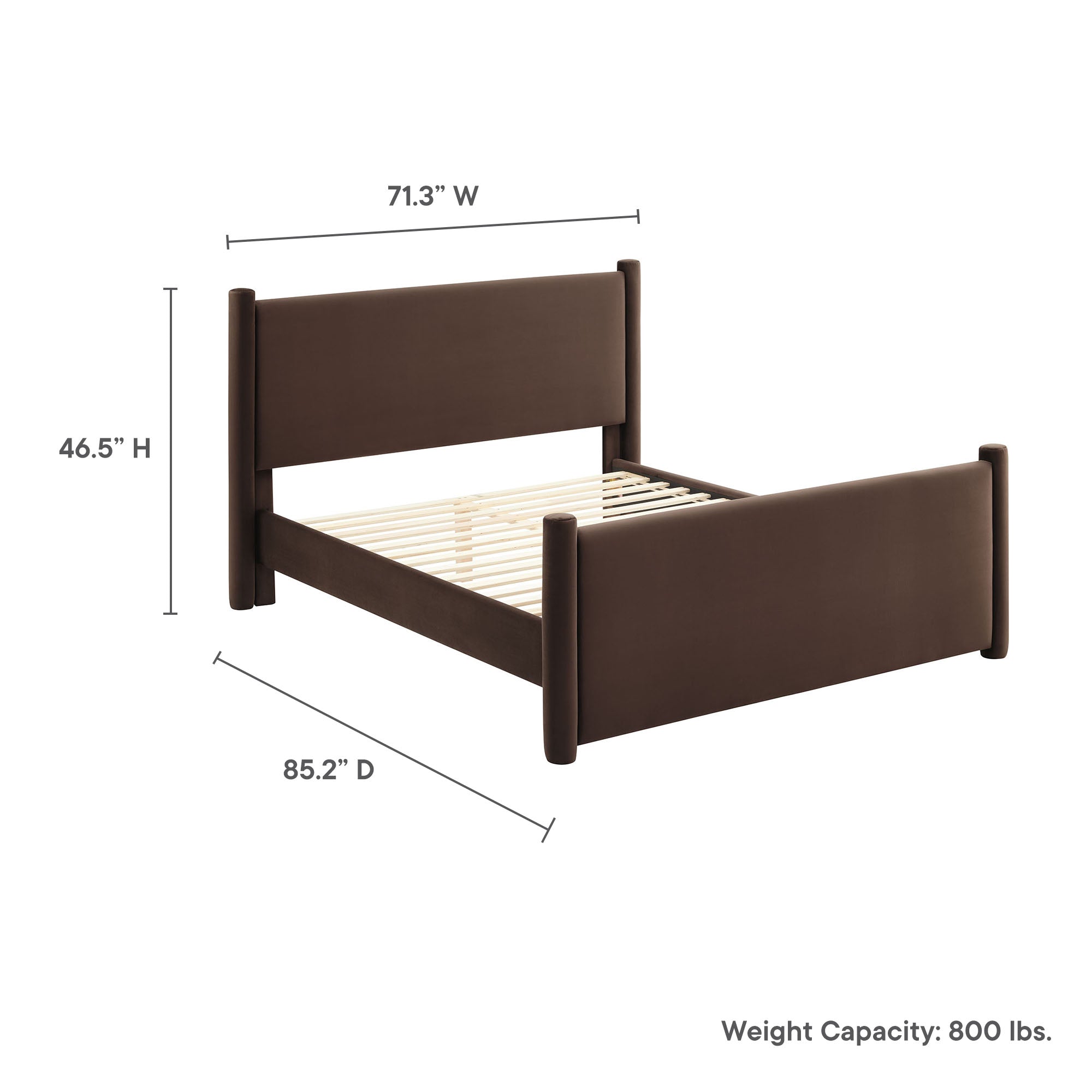 Rael Performance Velvet Queen Platform Bed - Chocolate Brown
