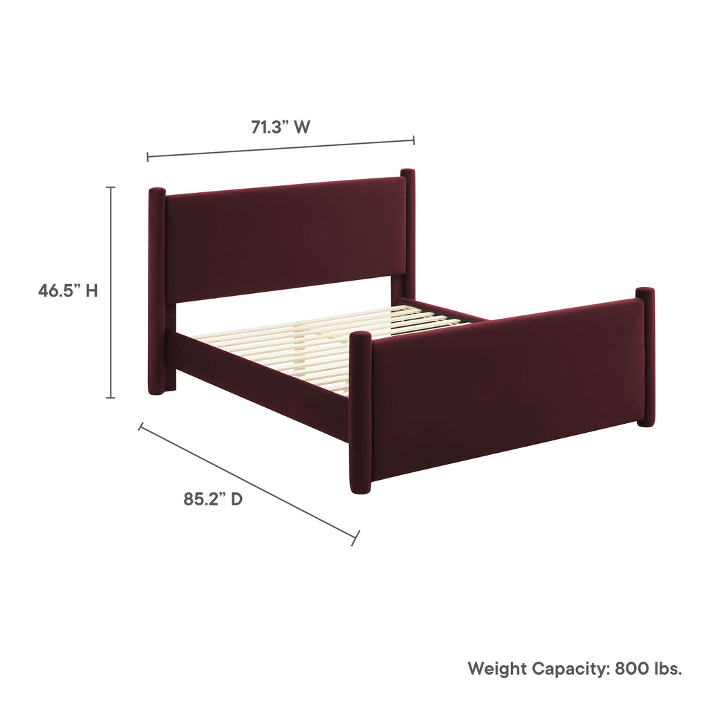 Rael Performance Velvet Queen Platform Bed - Mulberry