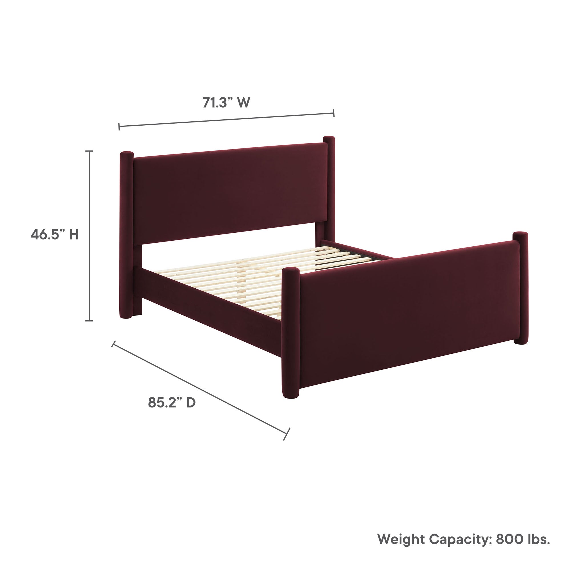 Rael Performance Velvet Queen Platform Bed - Mulberry