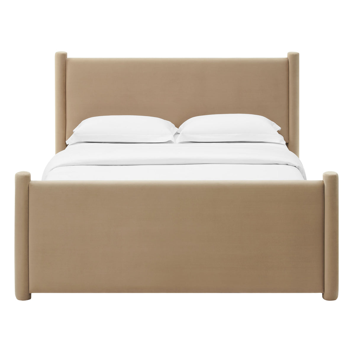 Rael Performance Velvet Queen Platform Bed - Taupe