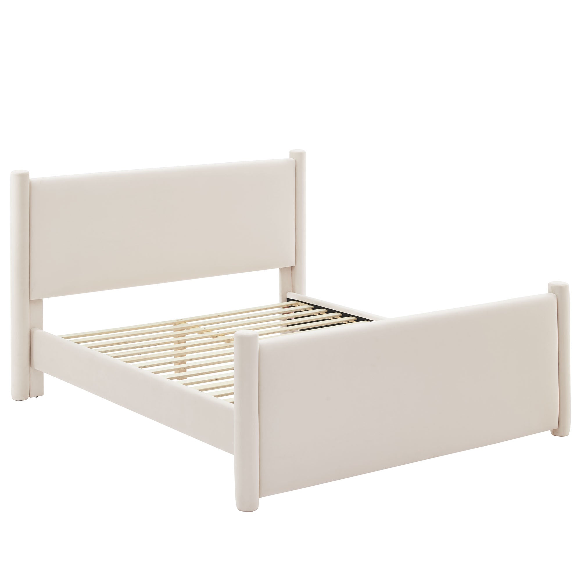 Rael Performance Velvet King Platform Bed - Alabaster