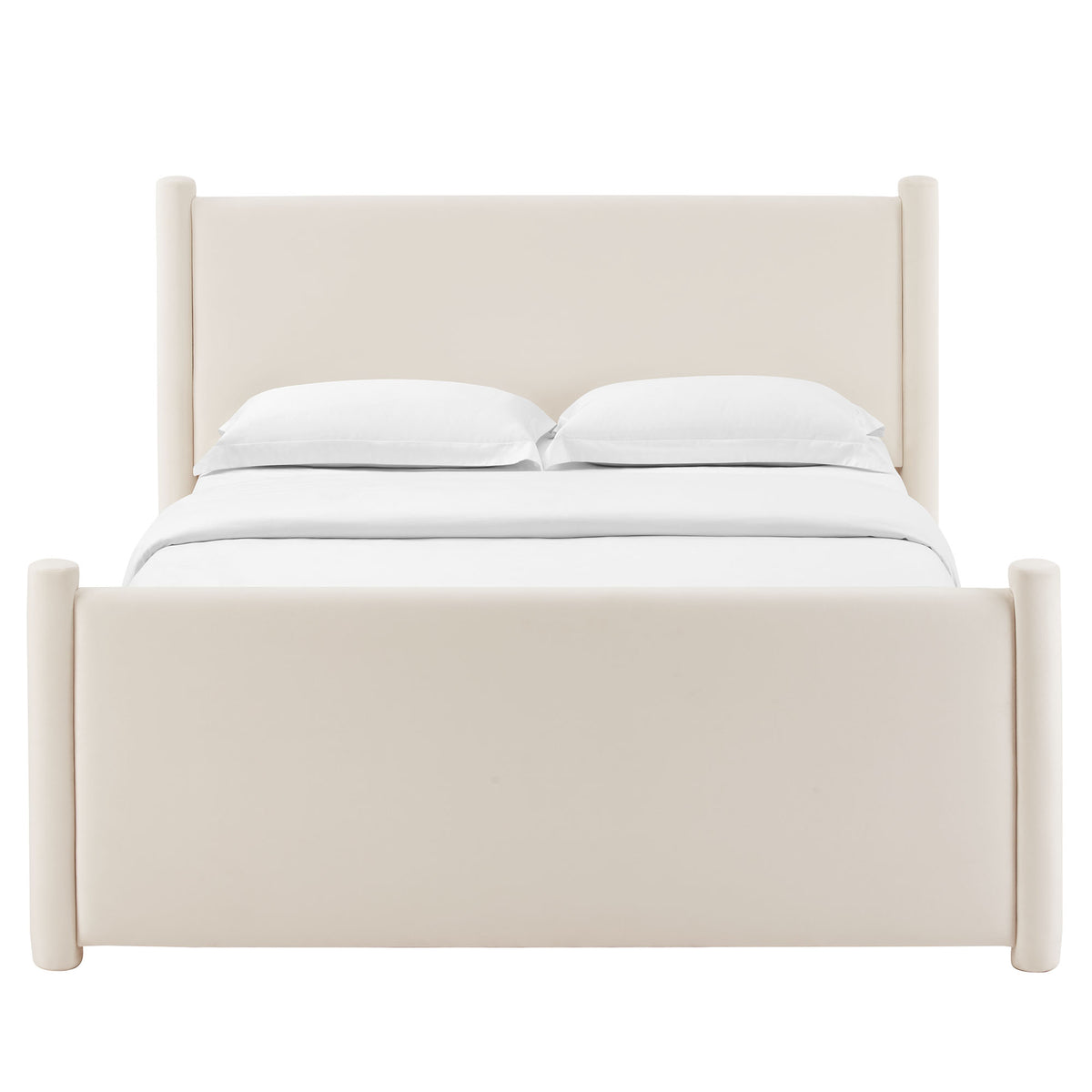 Rael Performance Velvet King Platform Bed - Alabaster