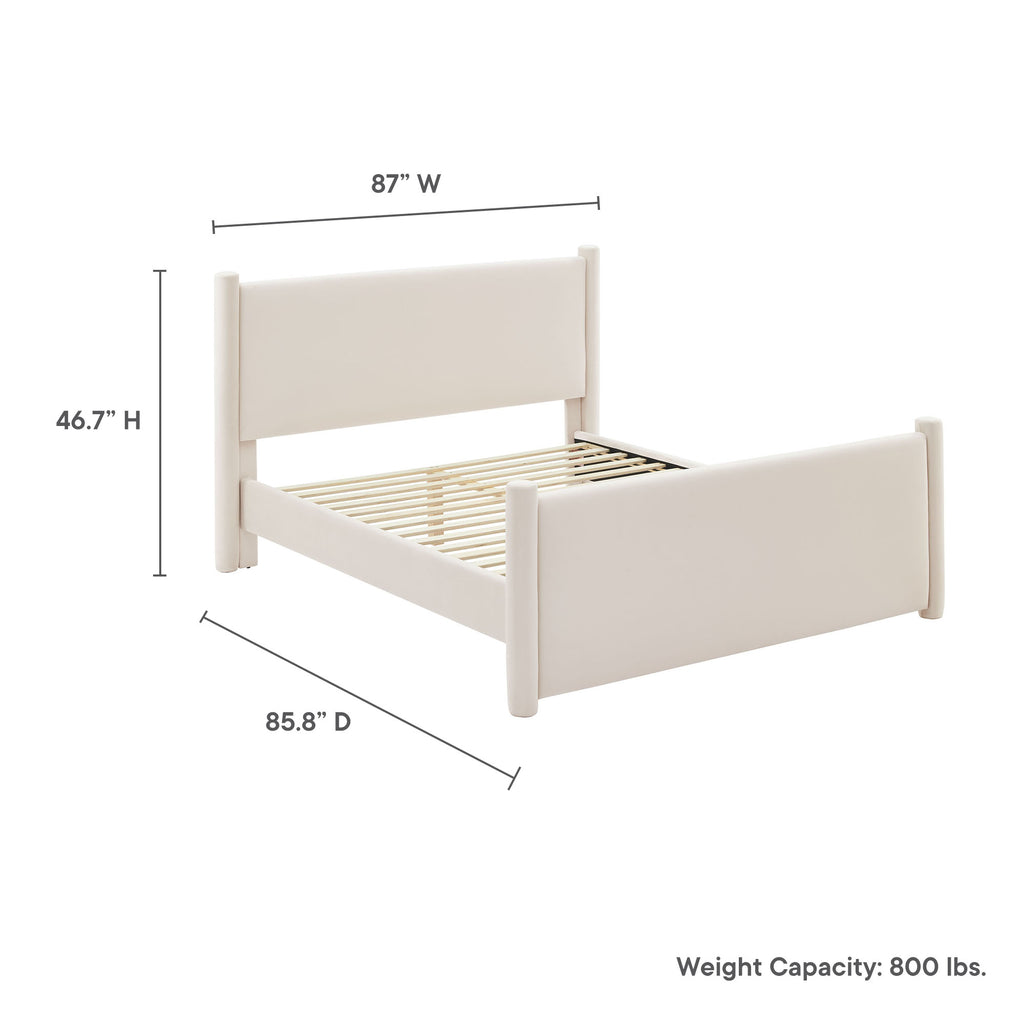 Rael Performance Velvet King Platform Bed - Alabaster