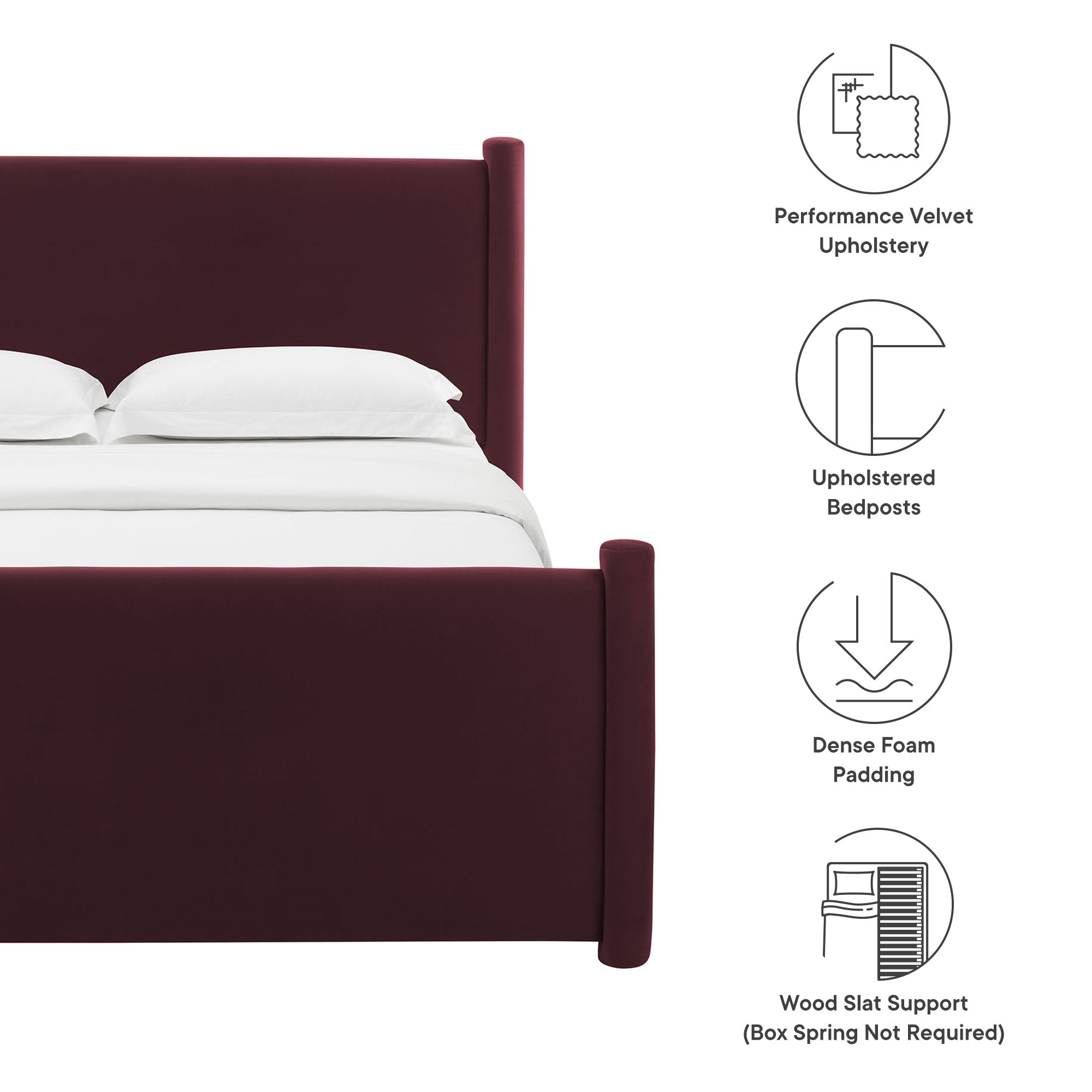 Rael Performance Velvet King Platform Bed - Mulberry