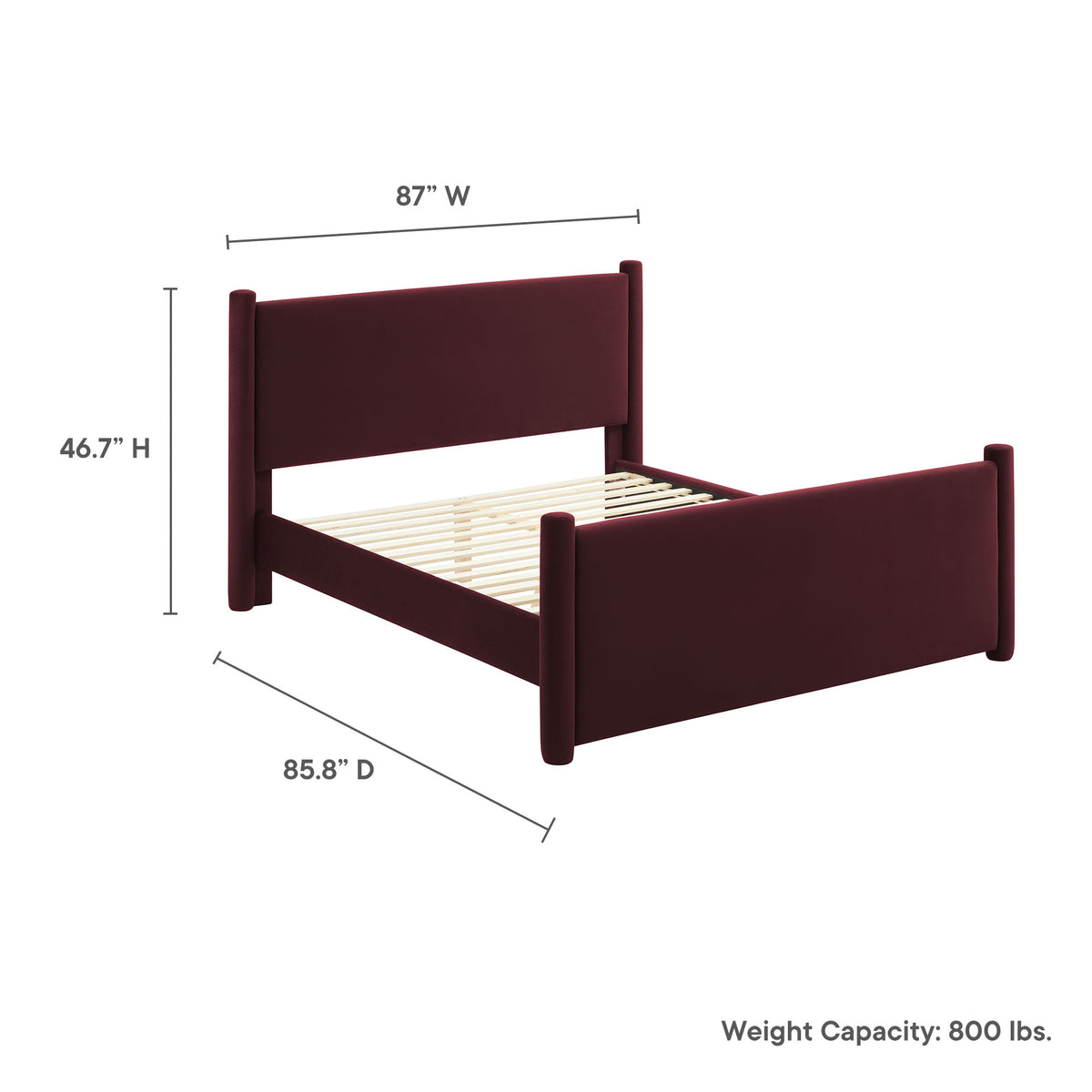 Rael Performance Velvet King Platform Bed - Mulberry