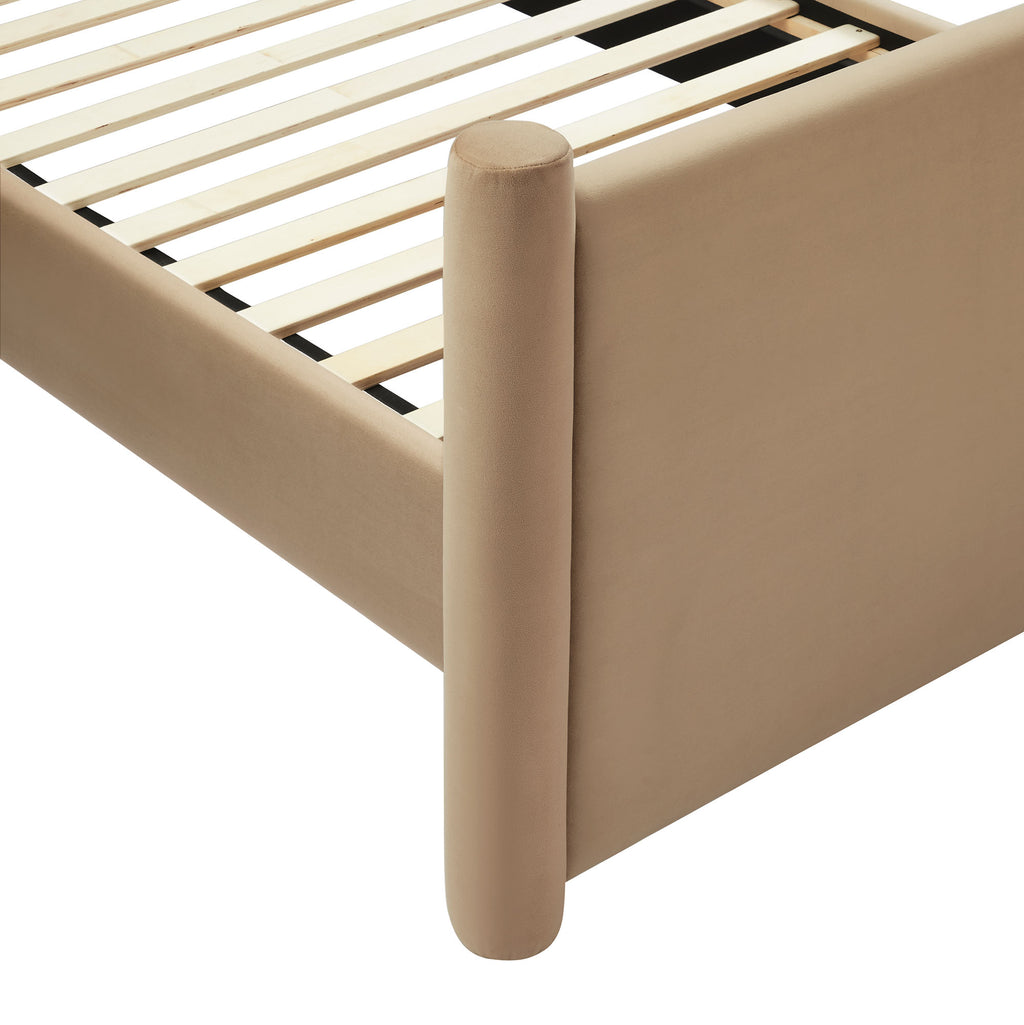 Rael Performance Velvet King Platform Bed - Taupe