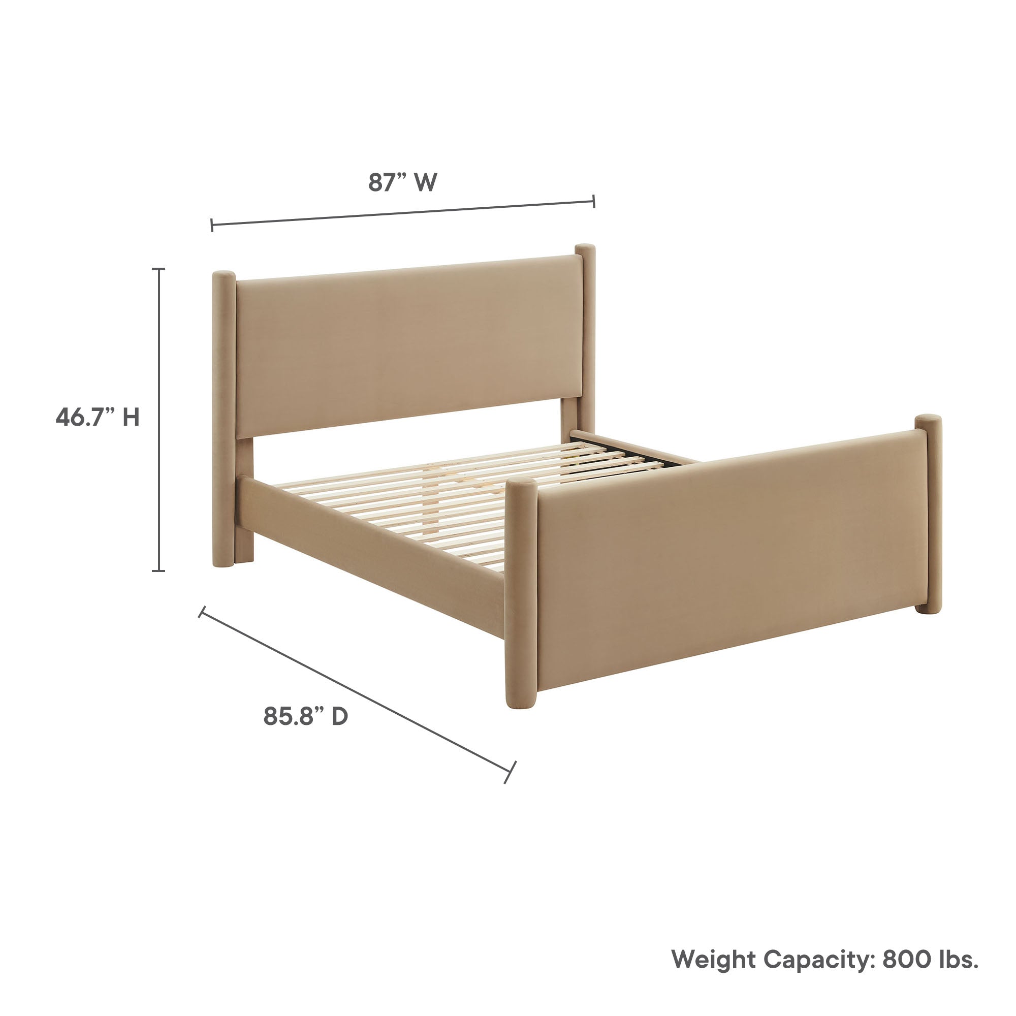 Rael Performance Velvet King Platform Bed - Taupe