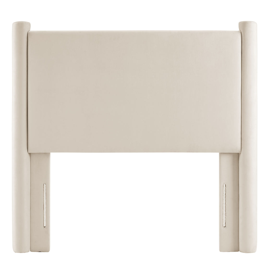 Rael Performance Velvet Twin Headboard - Alabaster