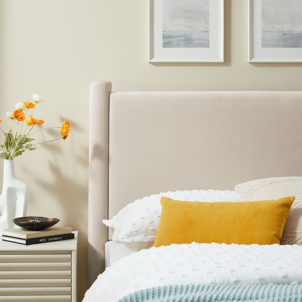 Rael Performance Velvet Twin Headboard - Alabaster