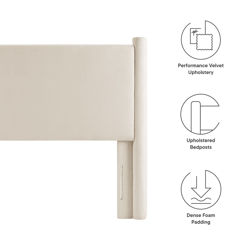 Rael Performance Velvet Twin Headboard - Alabaster