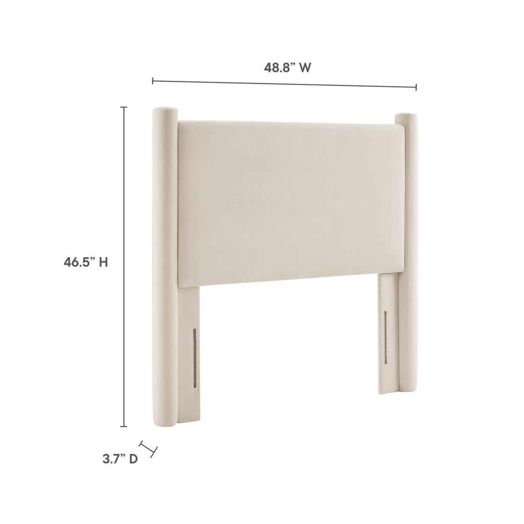 Rael Performance Velvet Twin Headboard - Alabaster
