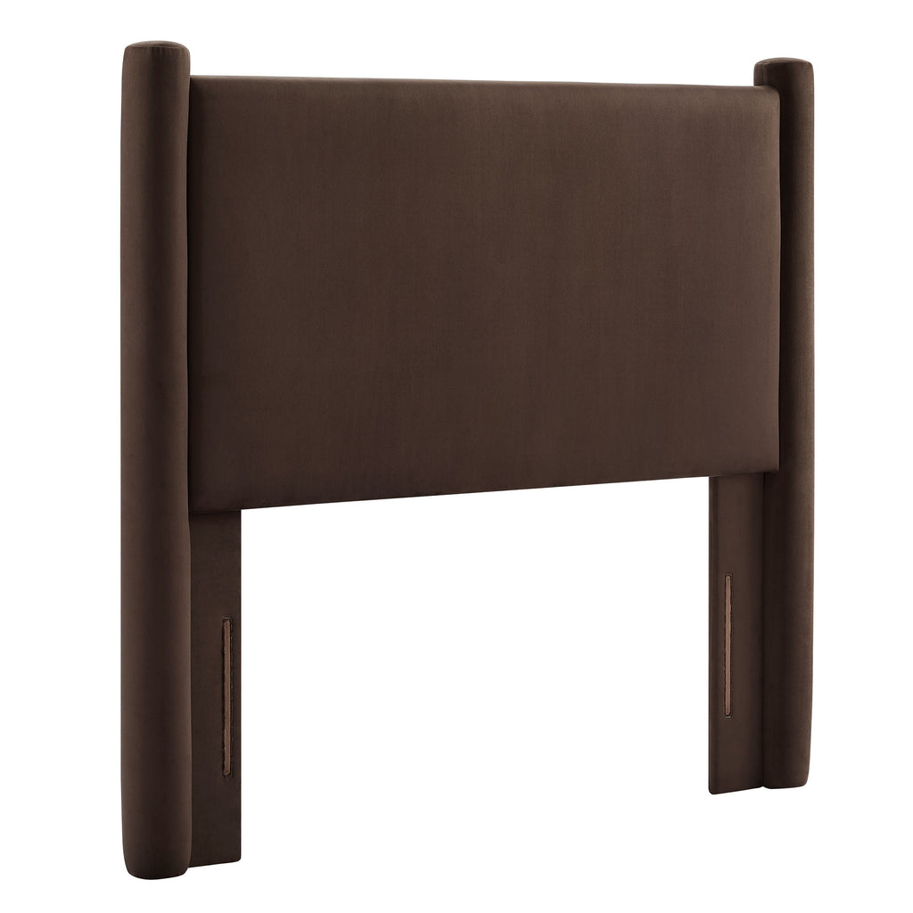 Rael Performance Velvet Twin Headboard - Chocolate Brown
