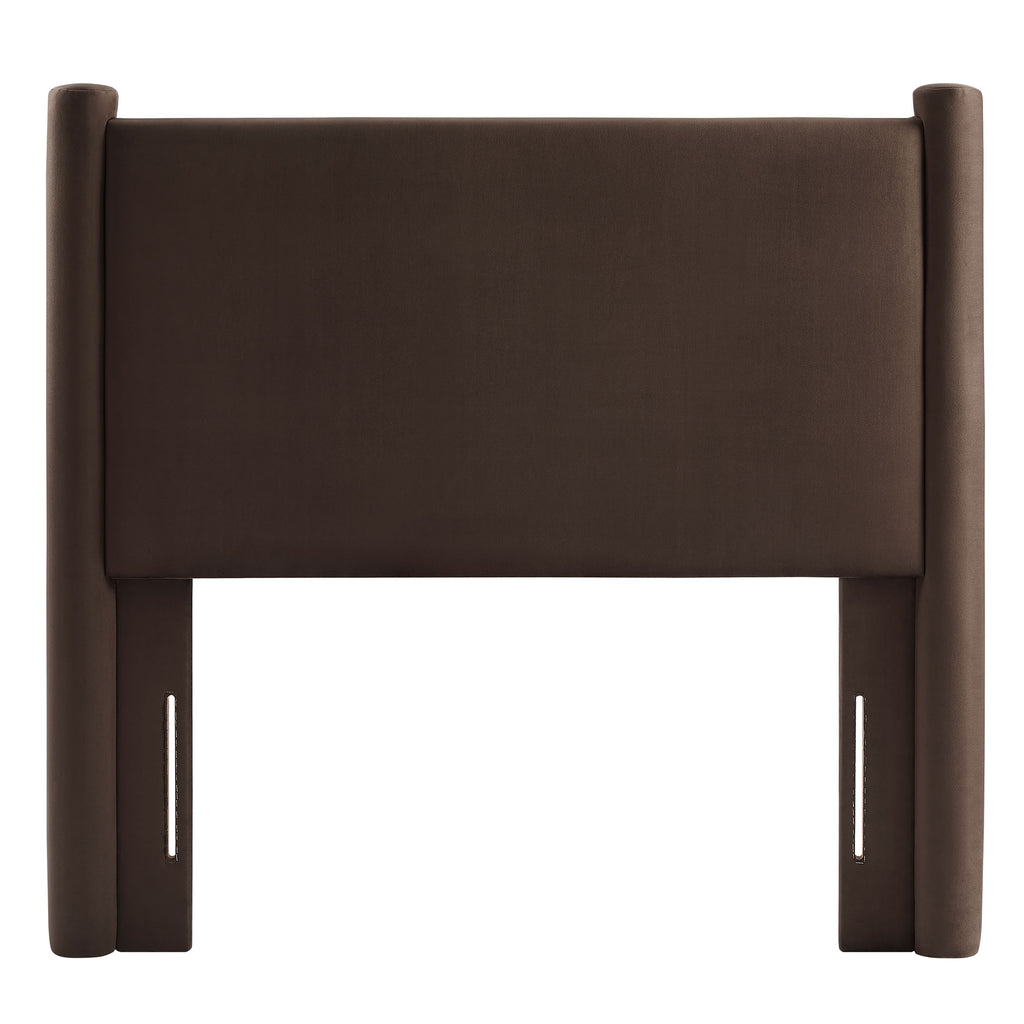 Rael Performance Velvet Twin Headboard - Chocolate Brown