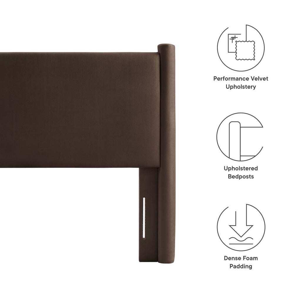 Rael Performance Velvet Twin Headboard - Chocolate Brown