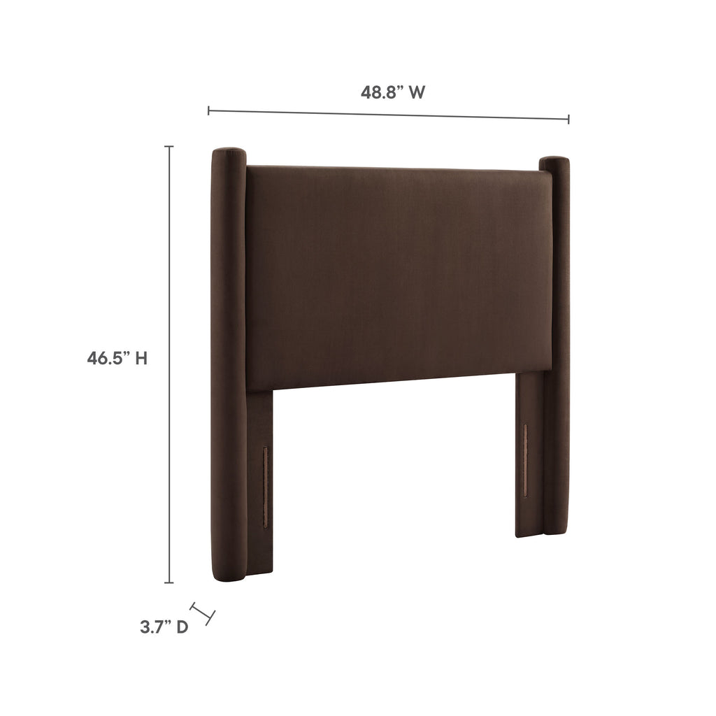 Rael Performance Velvet Twin Headboard - Chocolate Brown