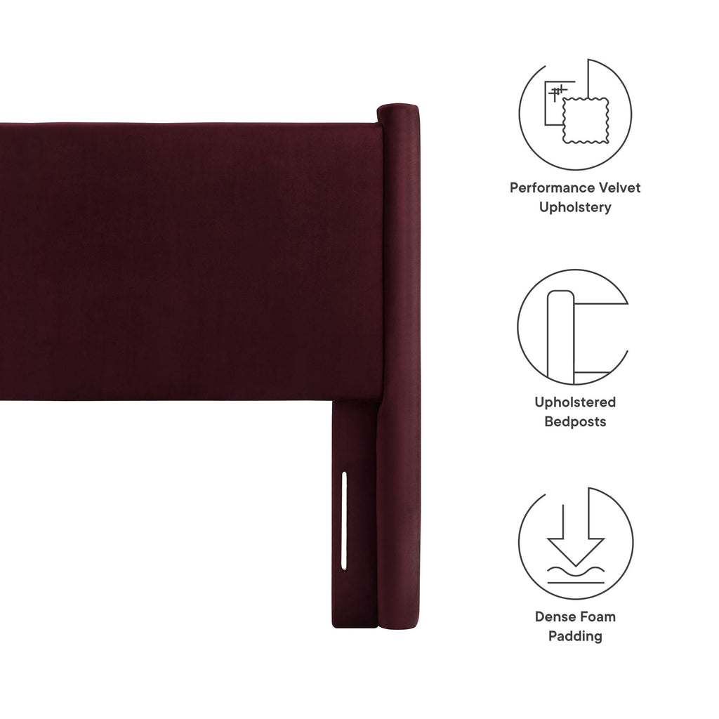 Rael Performance Velvet Twin Headboard - Mulberry