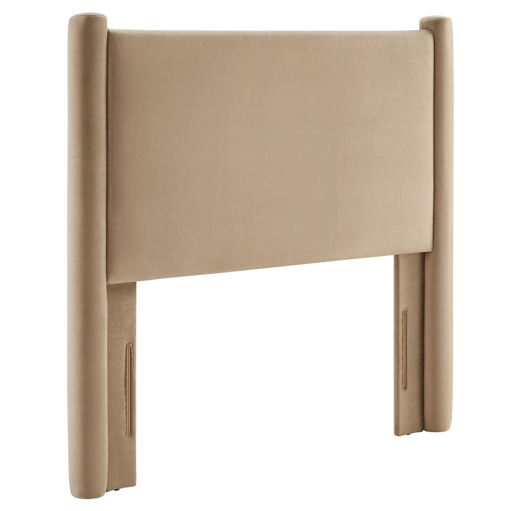 Rael Performance Velvet Twin Headboard - Taupe