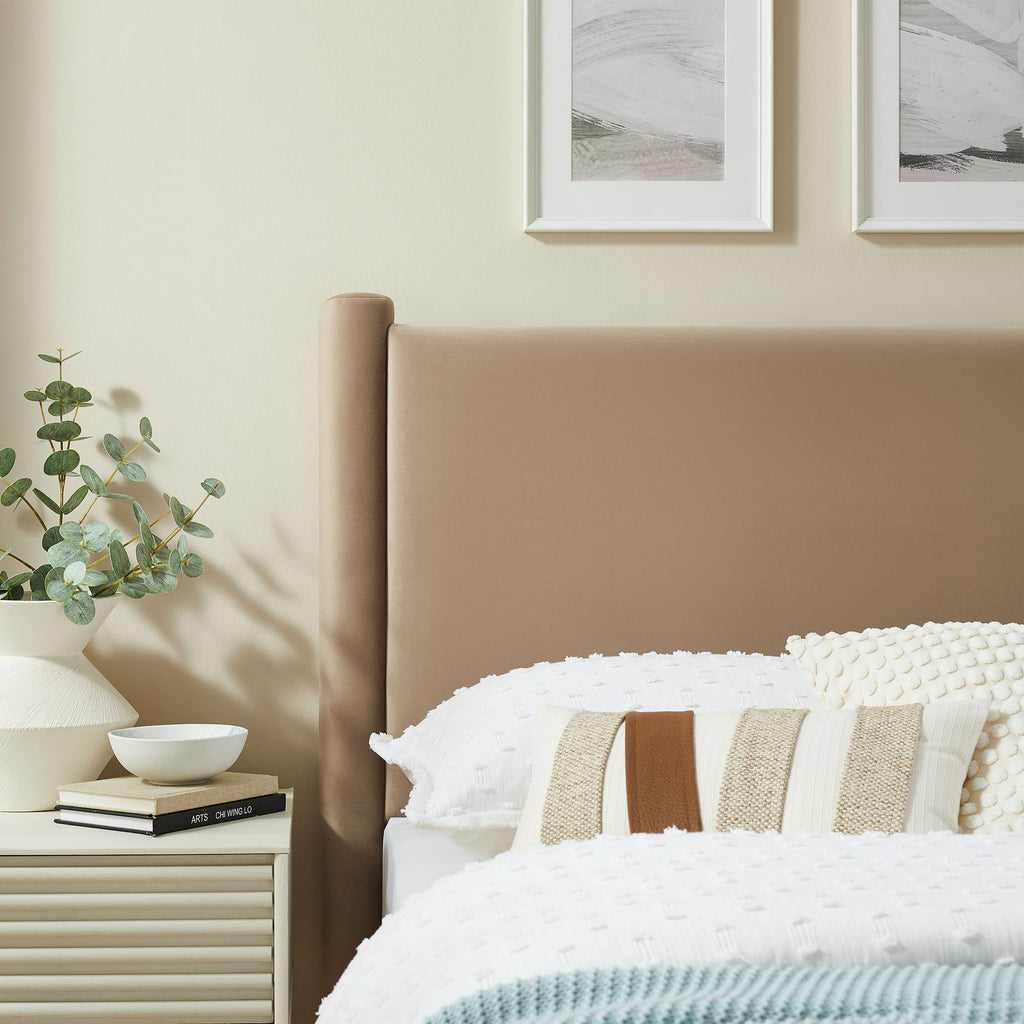 Rael Performance Velvet Twin Headboard - Taupe