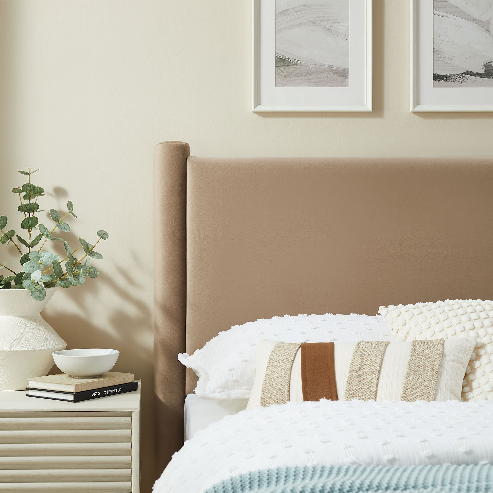 Rael Performance Velvet Twin Headboard - Taupe