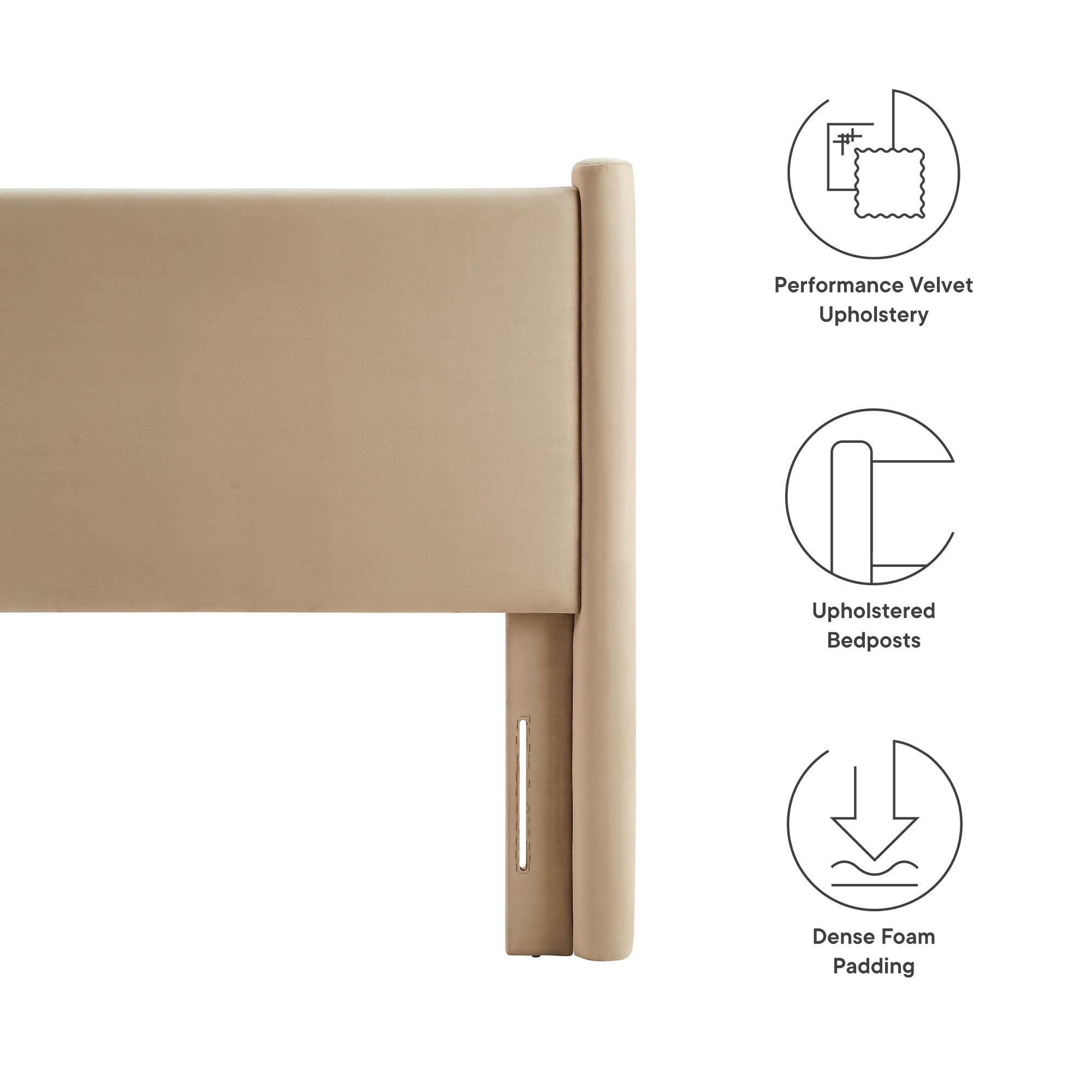 Rael Performance Velvet Twin Headboard - Taupe